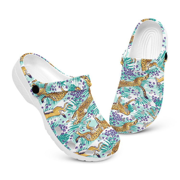 hippieartzone - Palm Leaves Cheetah Clogs for Men and Women
