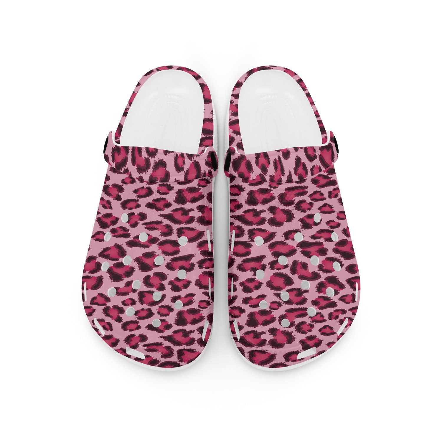 hippieartzone - Pink Leopard Skin Clogs for Men and Women
