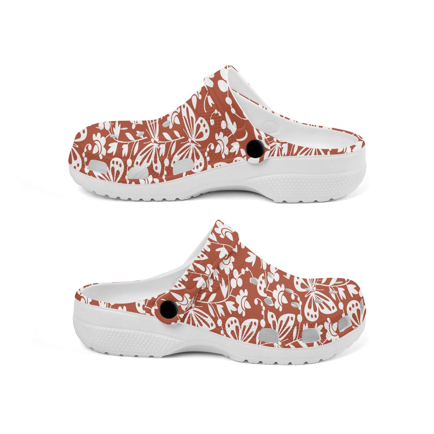 hippieartzone - Red Butterflies Print Pattern Clogs for Men and Women