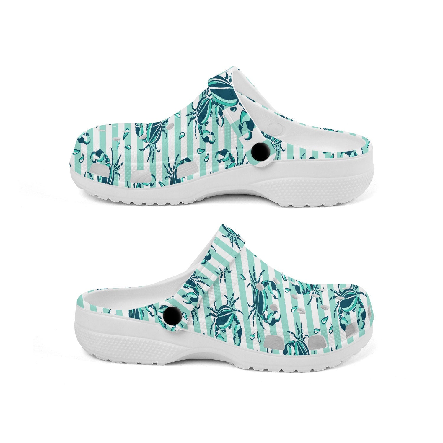 hippieartzone - Striped Crabs Print Pattern Clogs for Men and Women