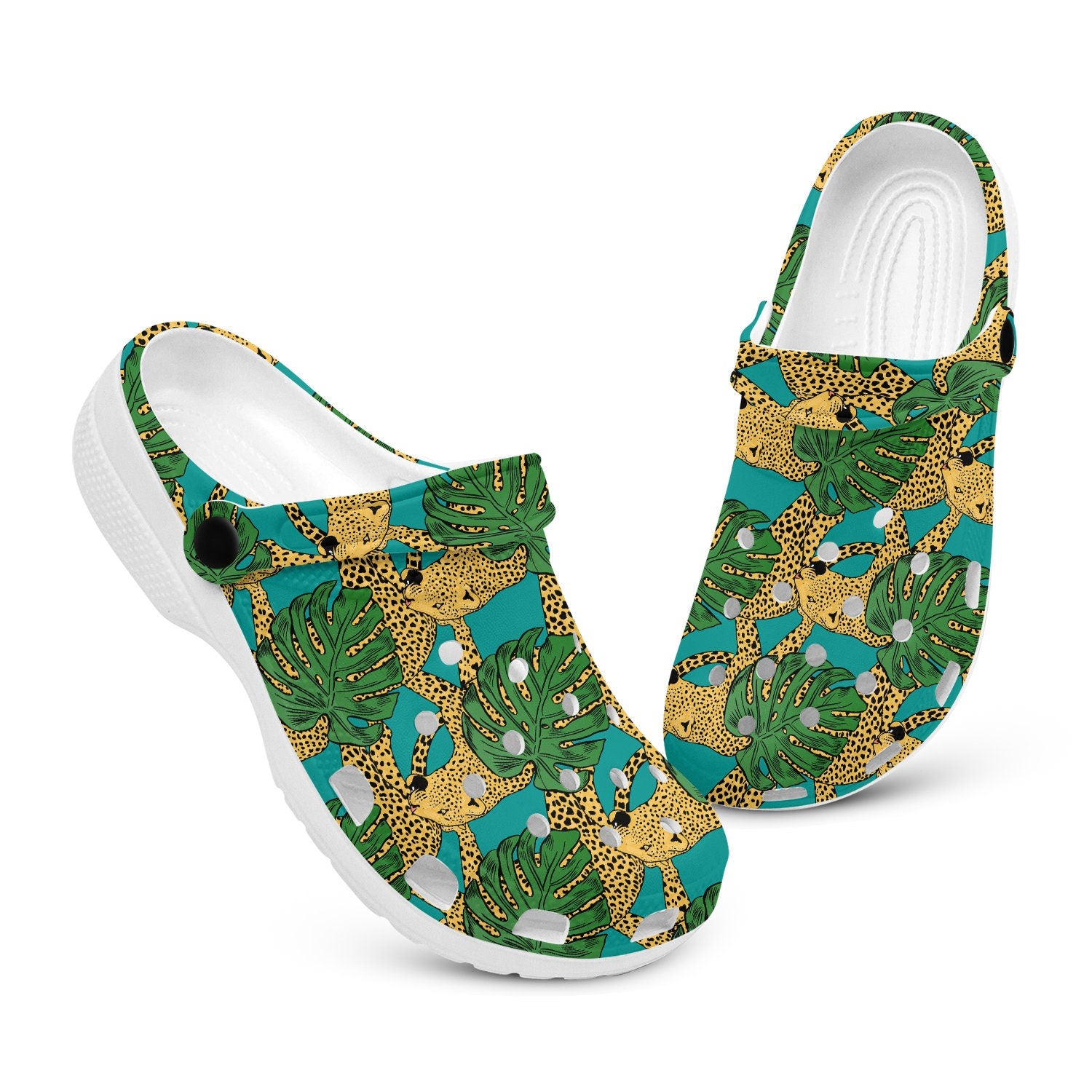 hippieartzone - Tropical Cheetah Print Pattern Clogs for Men and Women