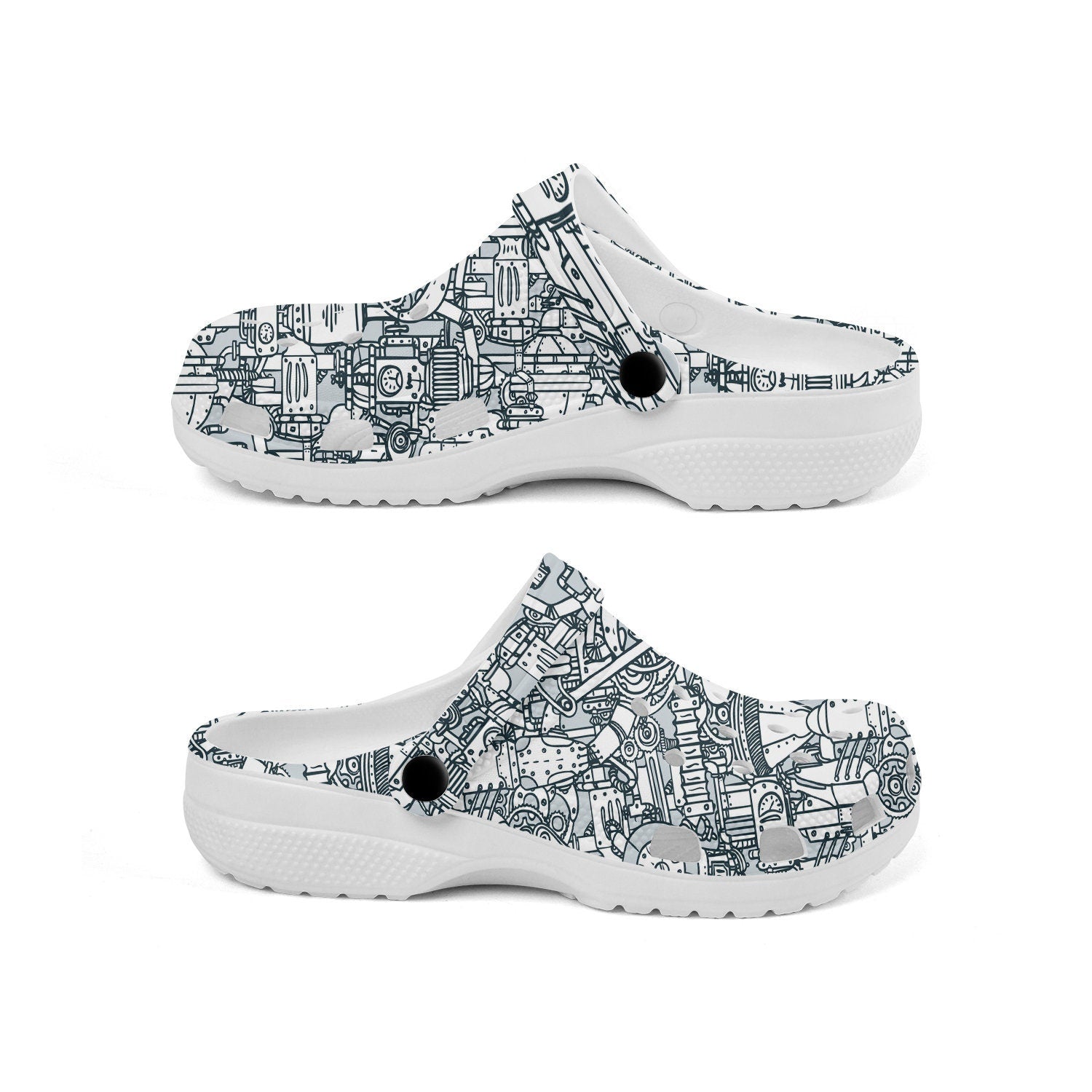 hippieartzone - Black and White Steampunk Clogs for Men and Women