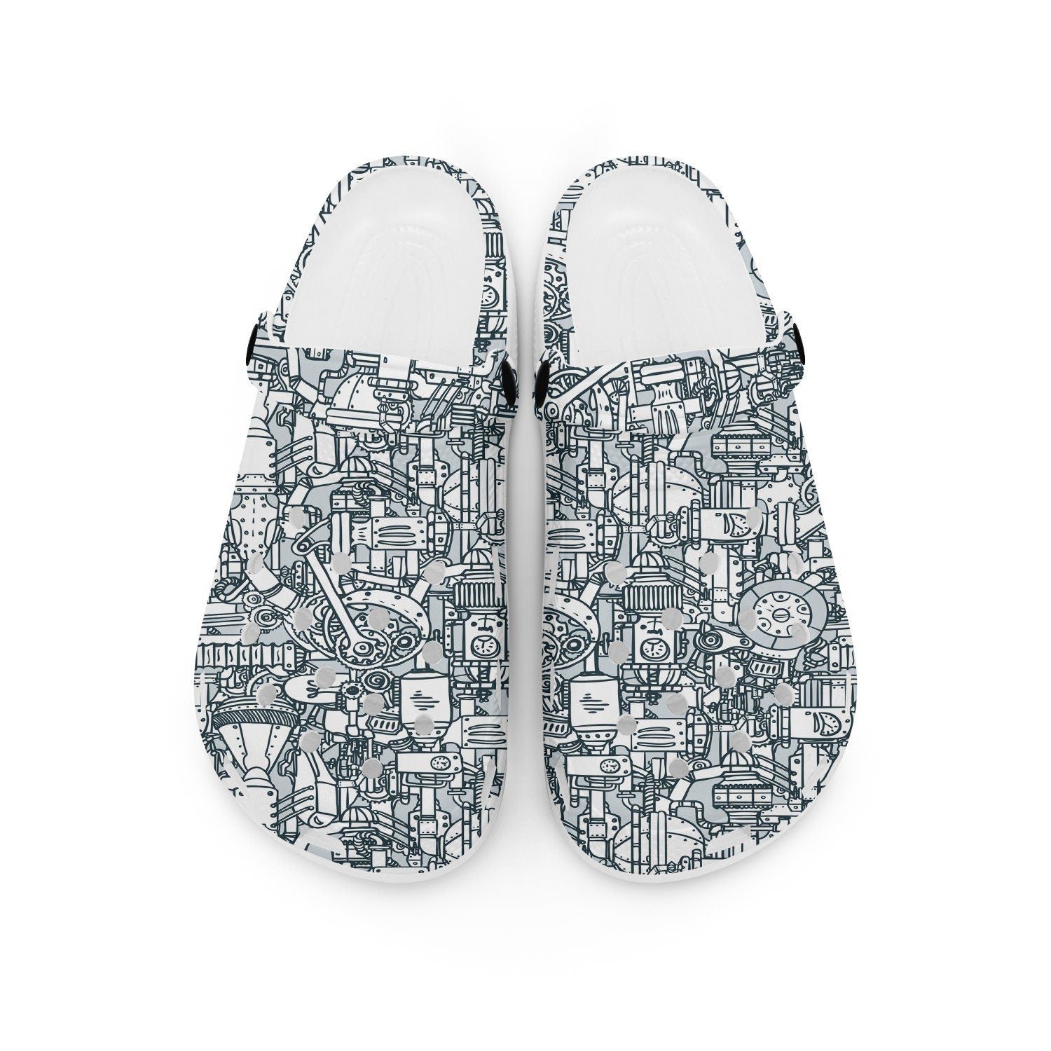hippieartzone - Black and White Steampunk Clogs for Men and Women
