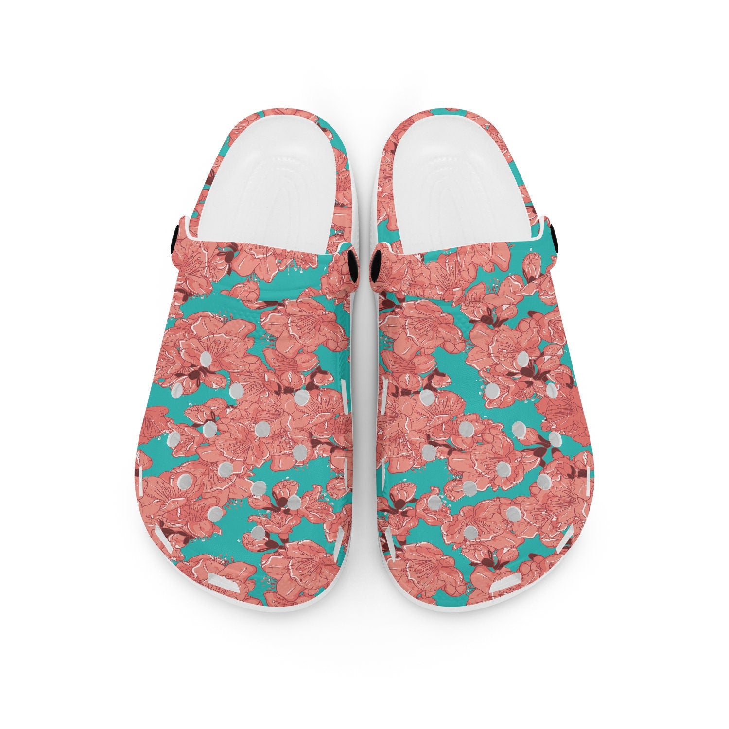 hippieartzone - Floral Cherry Blossom Sakura Clogs for Men and Women