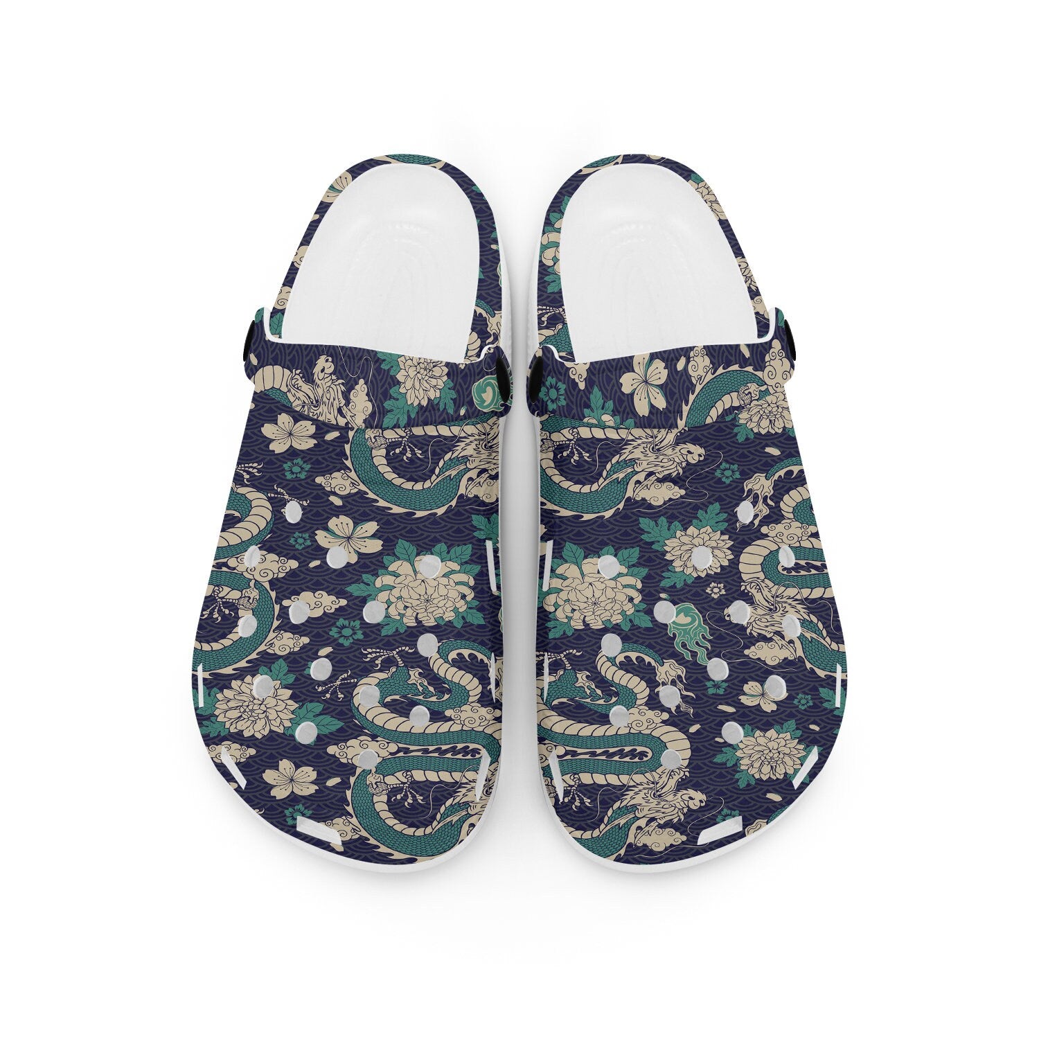 hippieartzone - Oriental Traditional Japanese Dragon Clogs for Men and Women, printed clogs, , 