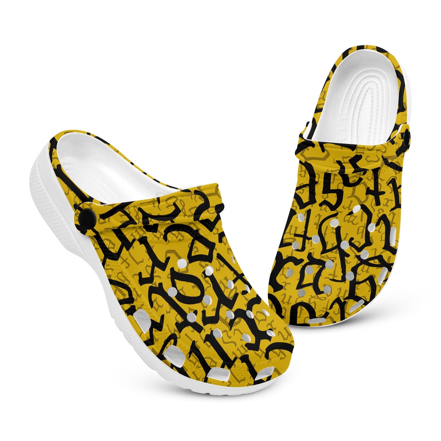 hippieartzone - Gothic Style Calligraphy Clogs for Men and Women, printed clogs, , 
