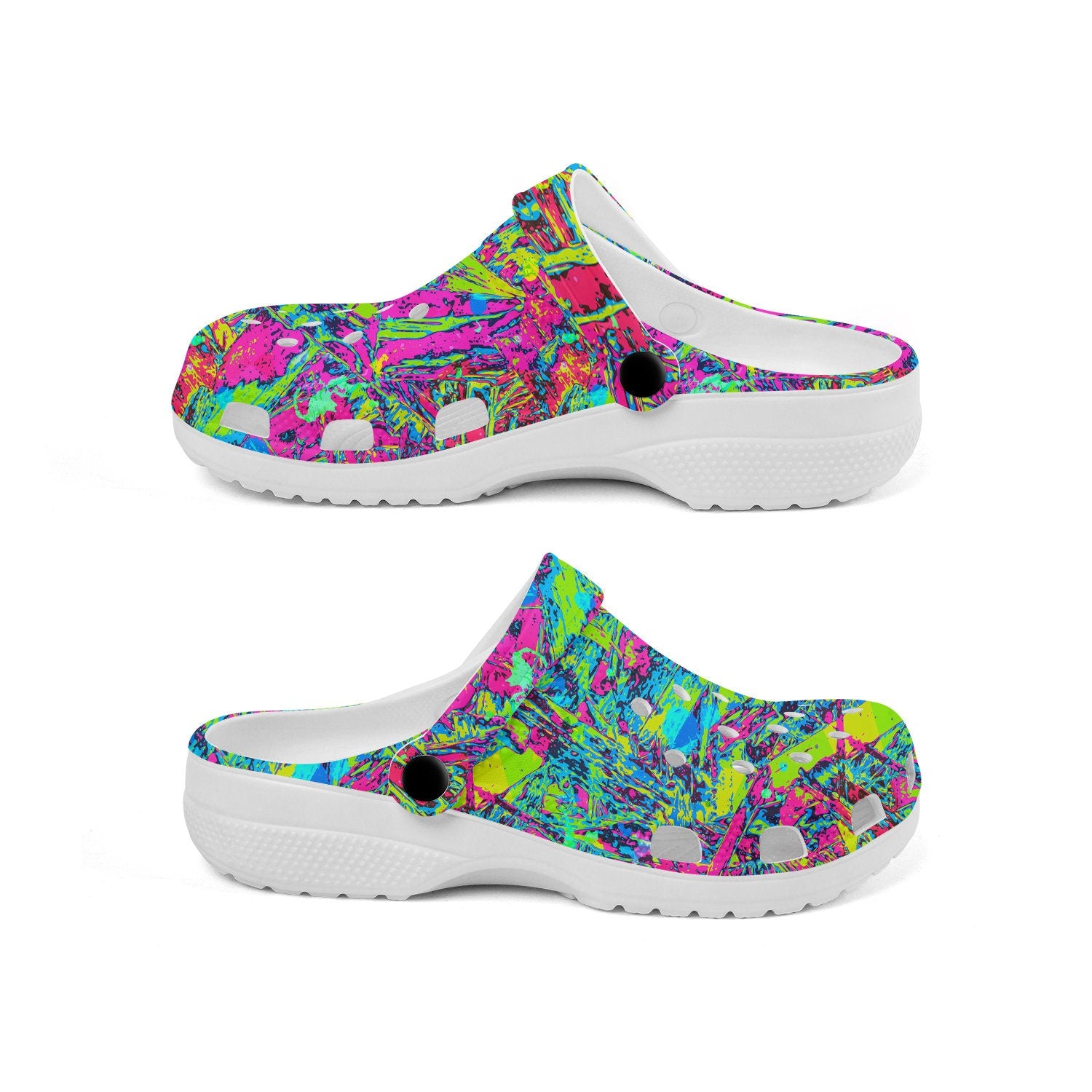 hippieartzone - Bright Grudge Rave Psychedelic Clogs for Men and Women, printed clogs, , 