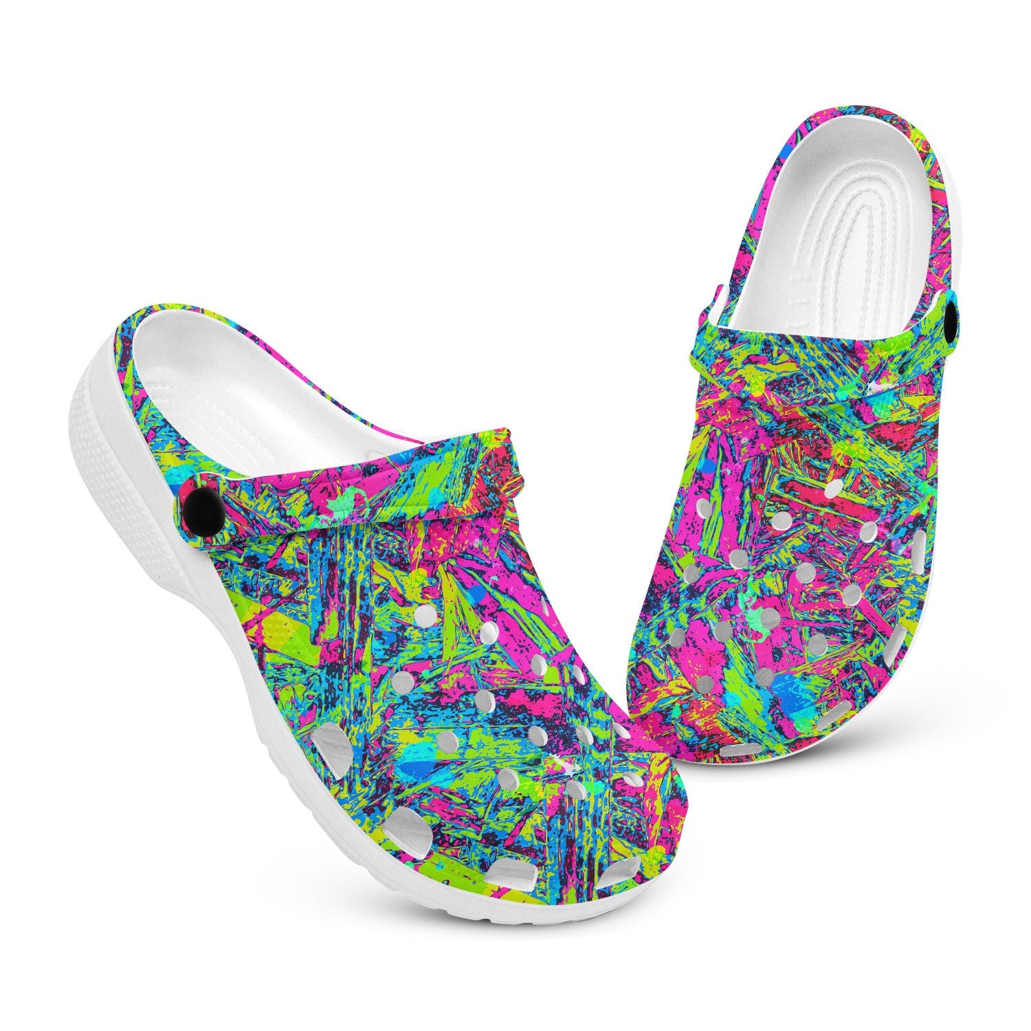 hippieartzone - Bright Grudge Rave Psychedelic Clogs for Men and Women, printed clogs, , 