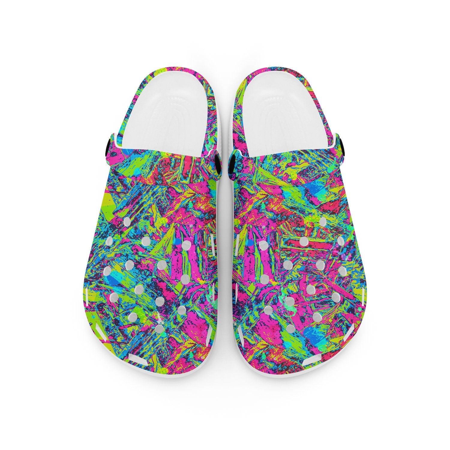 hippieartzone - Bright Grudge Rave Psychedelic Clogs for Men and Women, printed clogs, , 