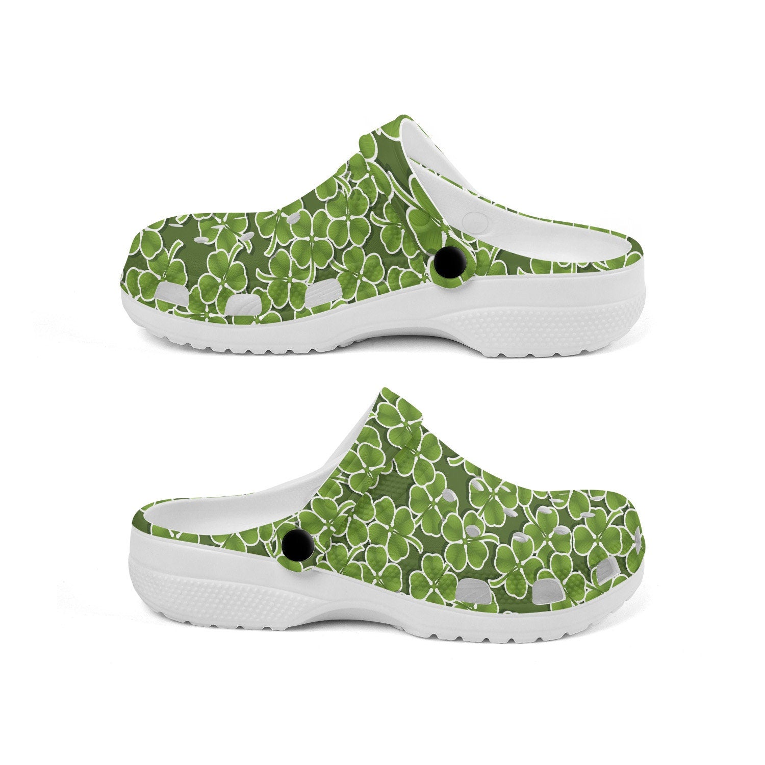 hippieartzone - Lucky Four Leaf Clover Clogs for Men and Women, printed clogs, , , custom painted clogs, design your own