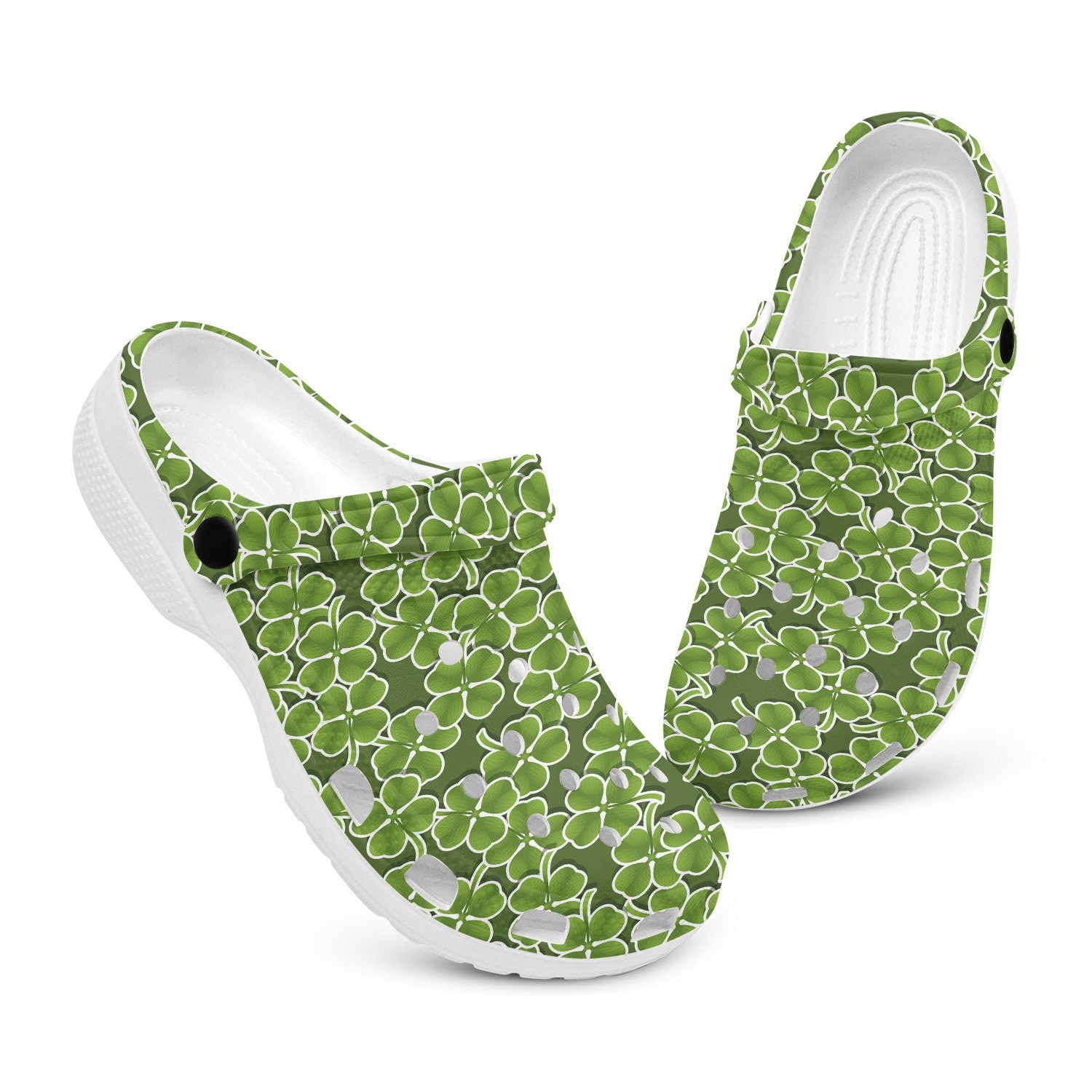 hippieartzone - Lucky Four Leaf Clover Clogs for Men and Women, printed clogs, , , custom painted clogs, design your own