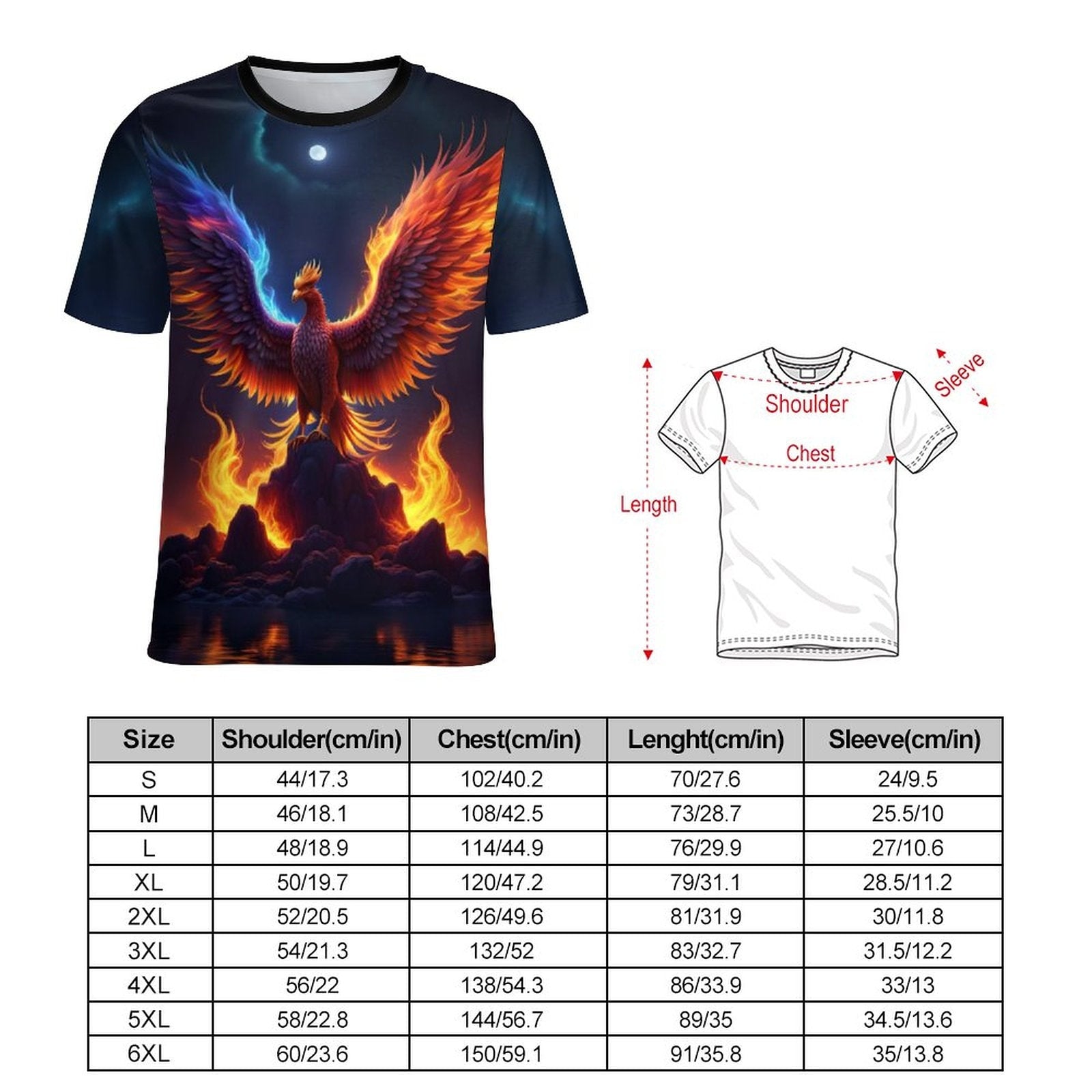 hippieartzone - Fire Phoenix T-Shirt , Phoenix Shirt, Fire Bird Shirts, Red Fire Bird Tee, Gift for Father, Fantasy T-Shirt