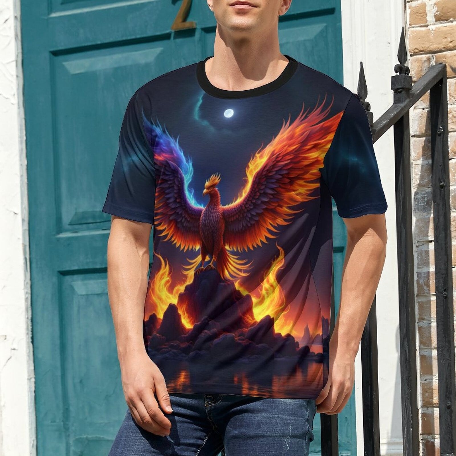 hippieartzone - Fire Phoenix T-Shirt , Phoenix Shirt, Fire Bird Shirts, Red Fire Bird Tee, Gift for Father, Fantasy T-Shirt