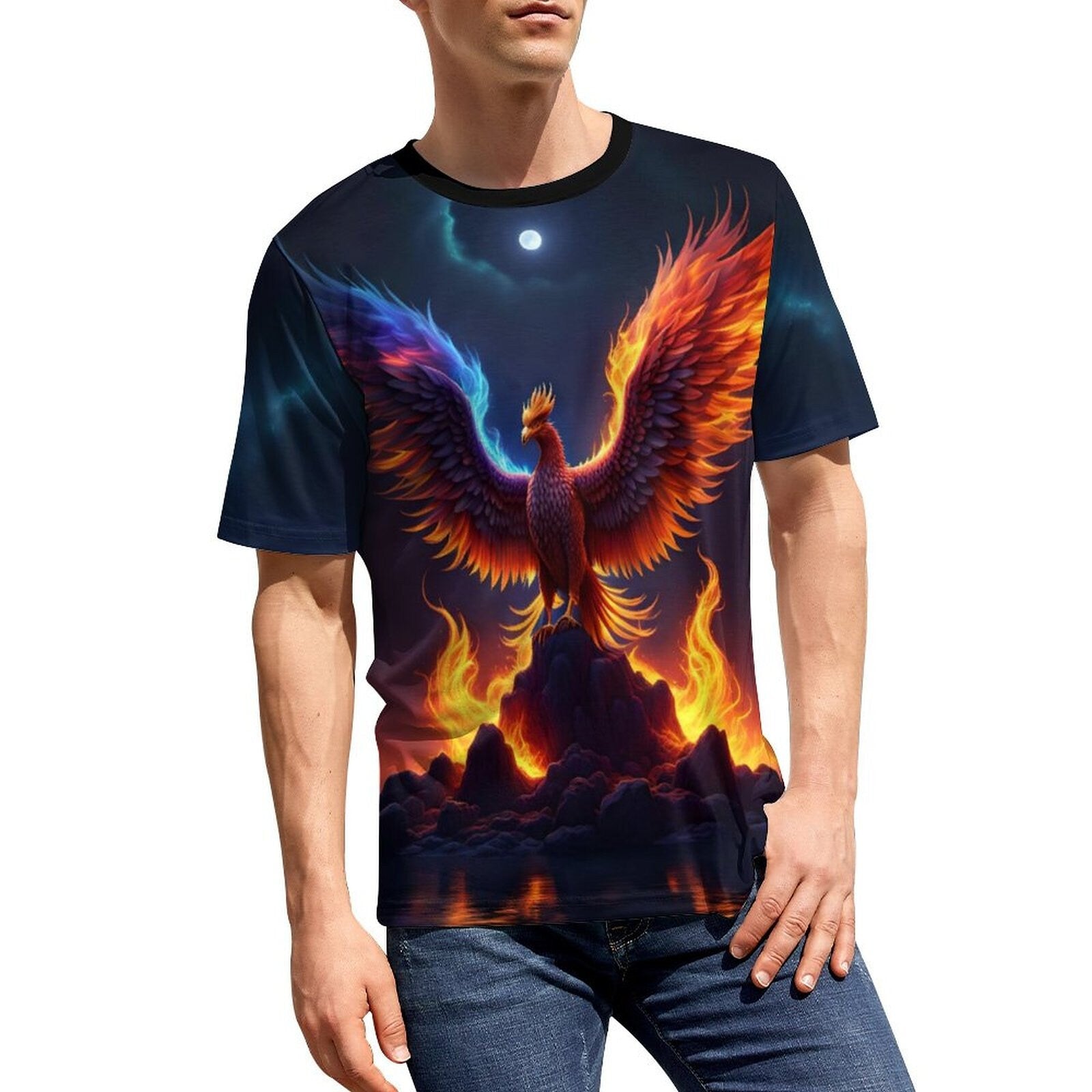 hippieartzone - Fire Phoenix T-Shirt , Phoenix Shirt, Fire Bird Shirts, Red Fire Bird Tee, Gift for Father, Fantasy T-Shirt