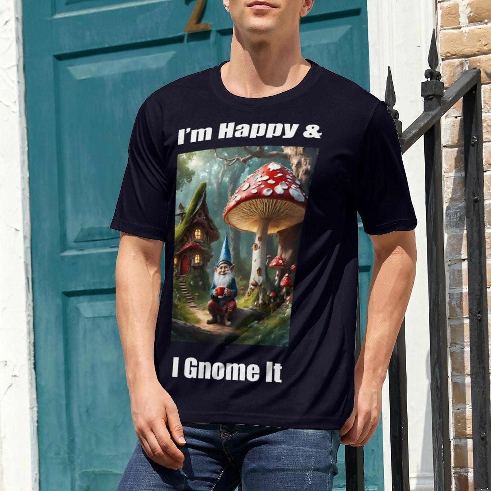 hippieartzone - Gnome Shirt For Sale by Swaggy Shirts of Etsy, I'm Happy and I Gnome It T-Shirt, Gnome Graphic Tees, Funny Gnome T-shirt, Men's Gnome Shirt