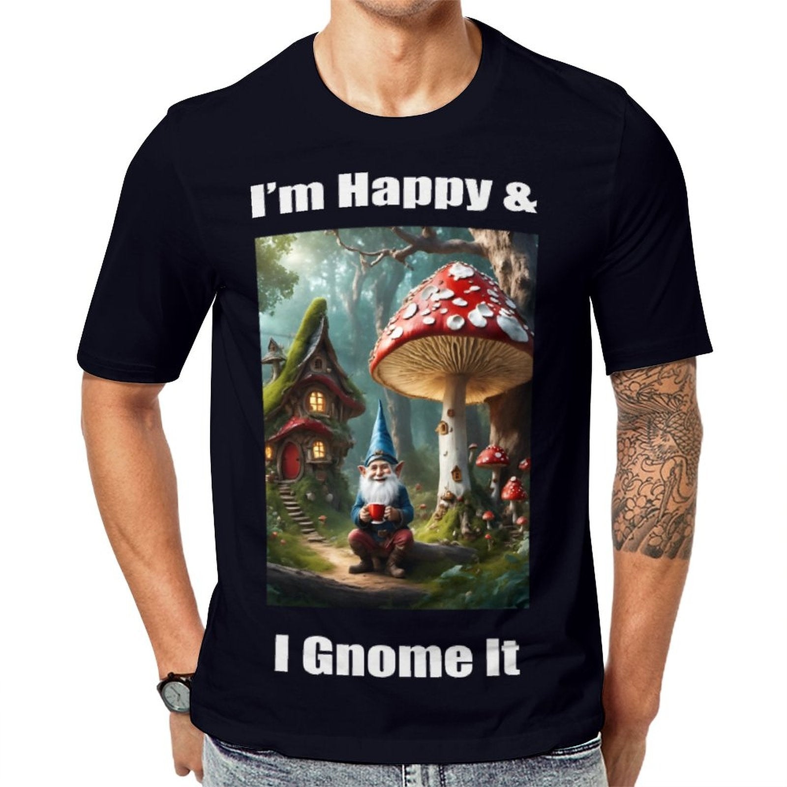 hippieartzone - Gnome Shirt For Sale by Swaggy Shirts of Etsy, I'm Happy and I Gnome It T-Shirt, Gnome Graphic Tees, Funny Gnome T-shirt, Men's Gnome Shirt