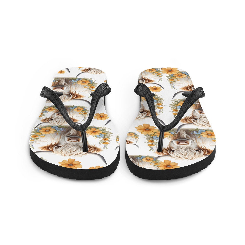 hippieartzone - For the Love of Highland Cows Flip-Flops