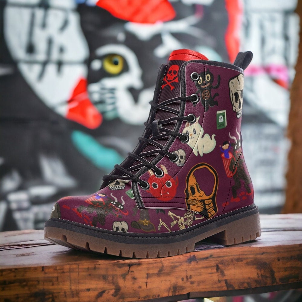 Hippie Art Zone - Little Demon Party Gothic, Punk, Combat Boots In Unisex