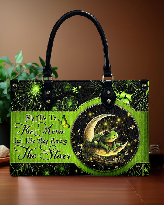 hippieartzone Bag - FLY ME TO THE MOON FROG LEATHER HANDBAG