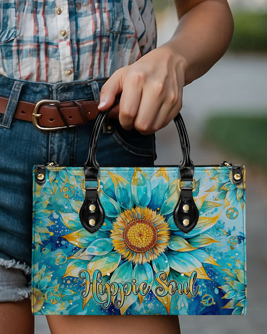 hippieartzone Bag - HIPPIE SOUL SUNFLOWER LEATHER HANDBAG