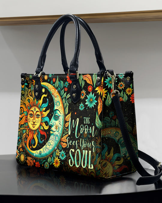 hippieartzone Bag - THE MOON SEES YOUR SOUL LEATHER HANDBAG