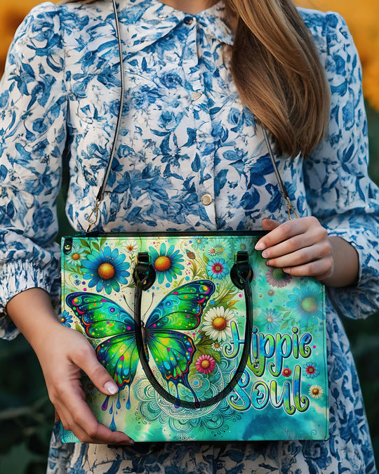hippieartzone Bag -  HIPPIE SOUL BUTTERFLY TIE DYE LEATHER HANDBAG