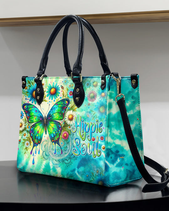 hippieartzone Bag -  HIPPIE SOUL BUTTERFLY TIE DYE LEATHER HANDBAG