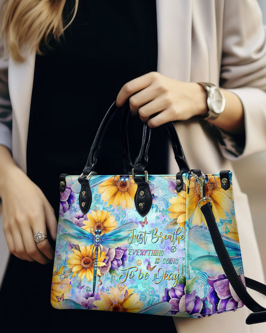 hippieartzone Bag - JUST BREATHE DRAGONFLY LEATHER HANDBAG