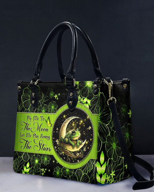 hippieartzone Bag - FLY ME TO THE MOON FROG LEATHER HANDBAG