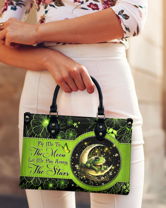 hippieartzone Bag - FLY ME TO THE MOON FROG LEATHER HANDBAG