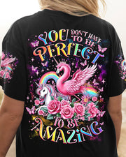 Hippie Art Zone - You Don'T Have To Be Perfect Unicorn Flamingo For Hippie