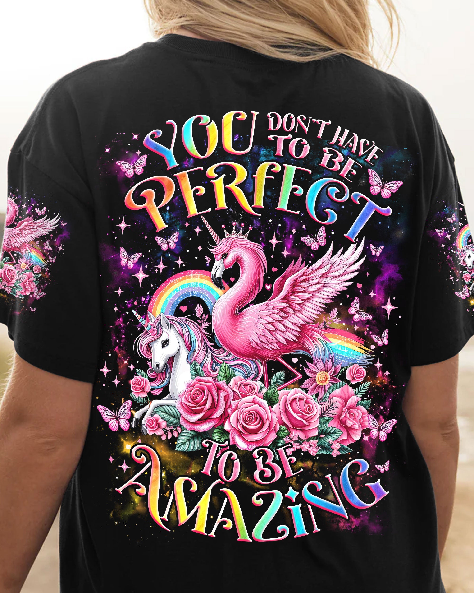 Hippie Art Zone - You Don'T Have To Be Perfect Unicorn Flamingo For Hippie