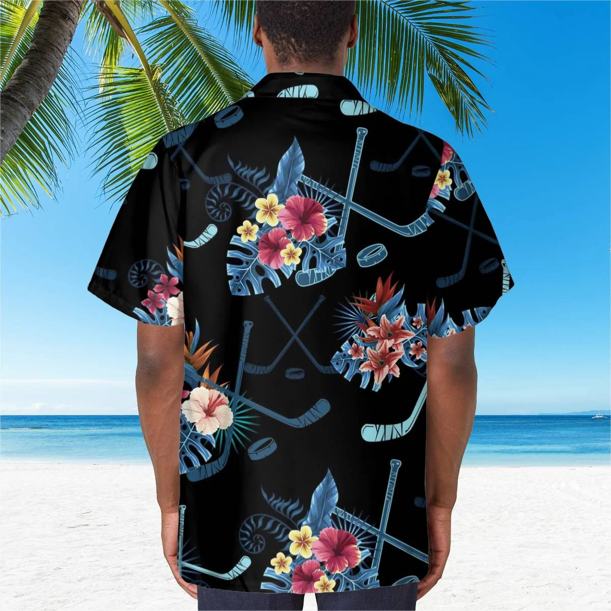 hippieartzone - BLUE HOCKEY BEACH TROPICAL HAWAII SHIRT.