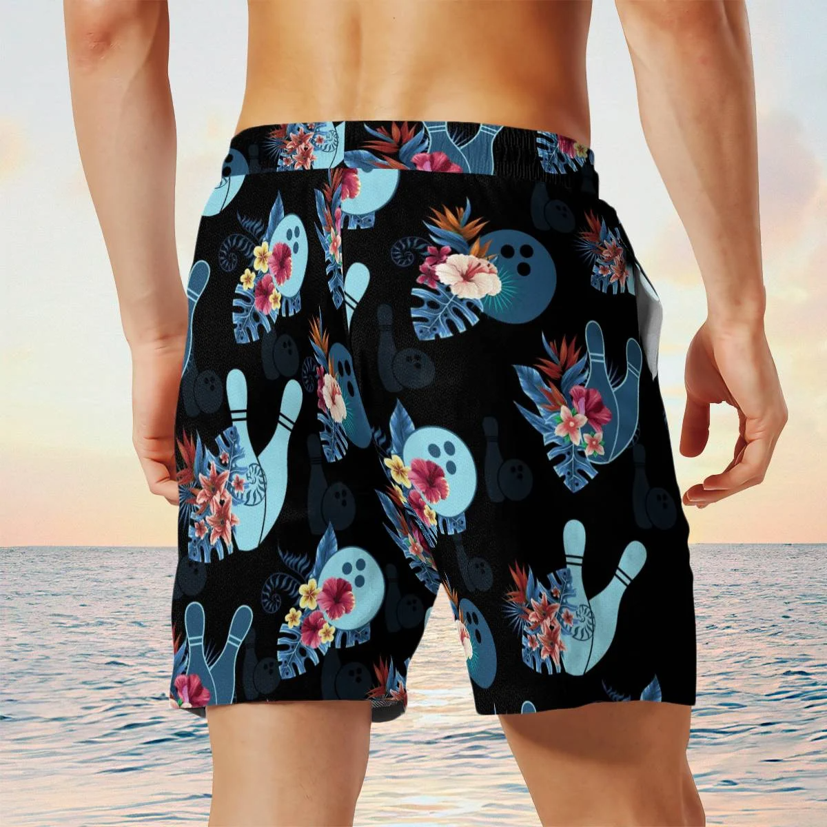 hippieartzone - BLUE BOWLING TROPICAL FLOWER HAWAII SHIRT.
