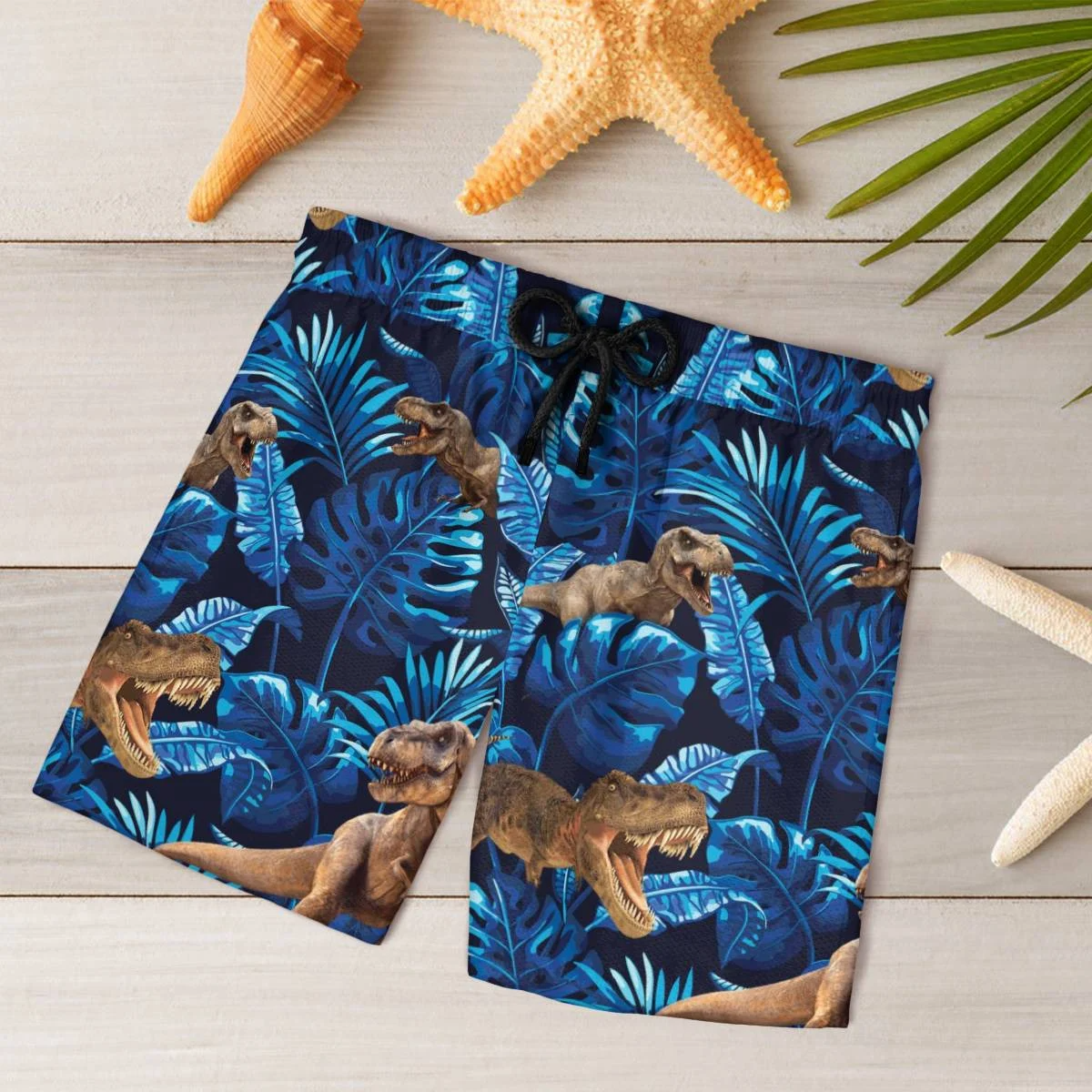 hippieartzone - BLUE DINOSAUR TROPICAL HAWAII SHIRT.