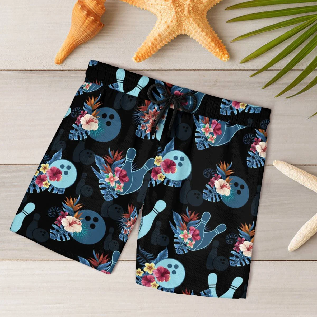 hippieartzone - BLUE BOWLING TROPICAL FLOWER HAWAII SHIRT.
