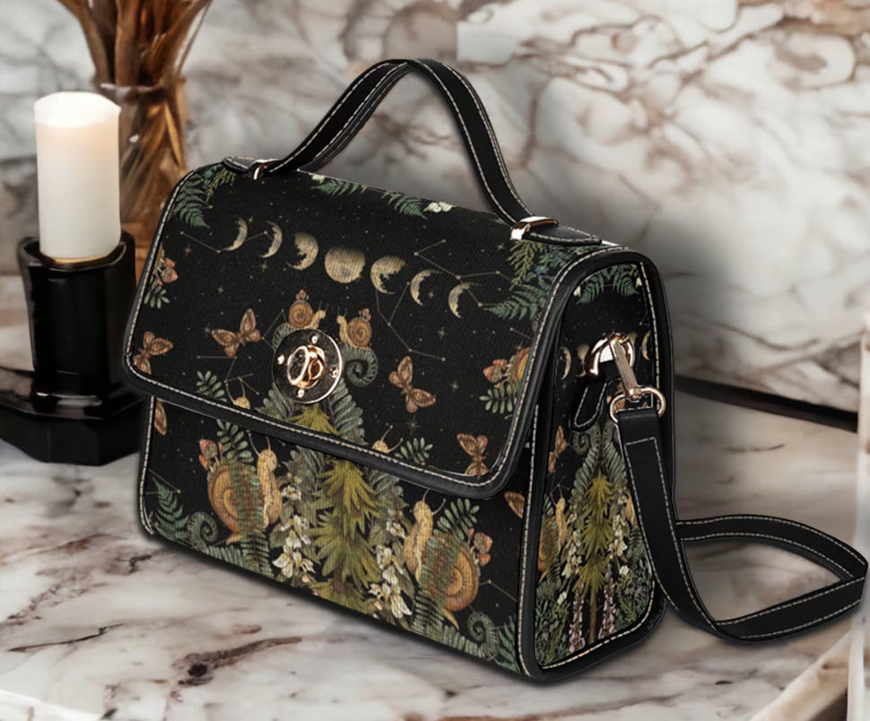 Green Crossboay Moon Witchy Satchel Handbag For Boho Hippie