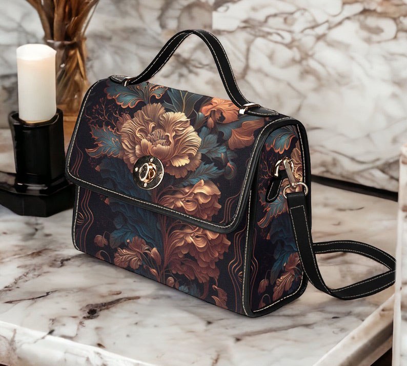Cottagecore Peony Witchy Satchel Handbag For Boho Hippie