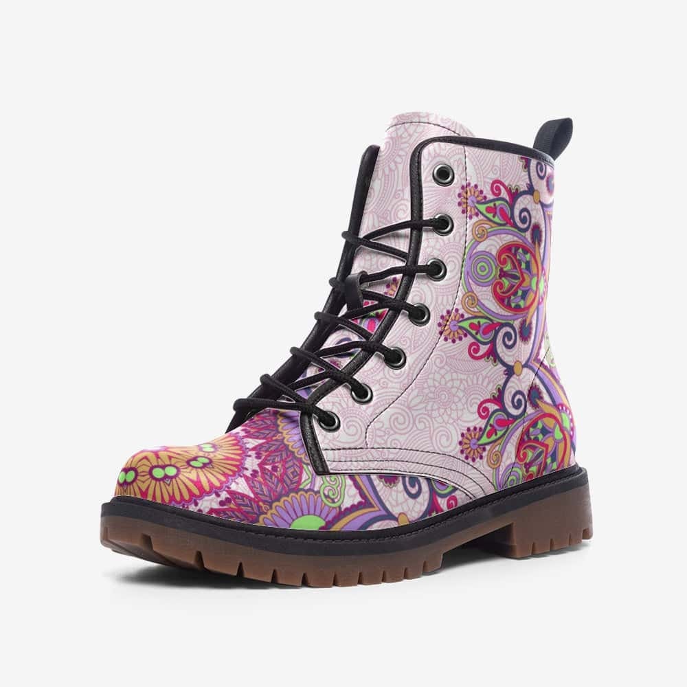 Hippie Art Zone - Pink And Purple Vegan Leather Boots