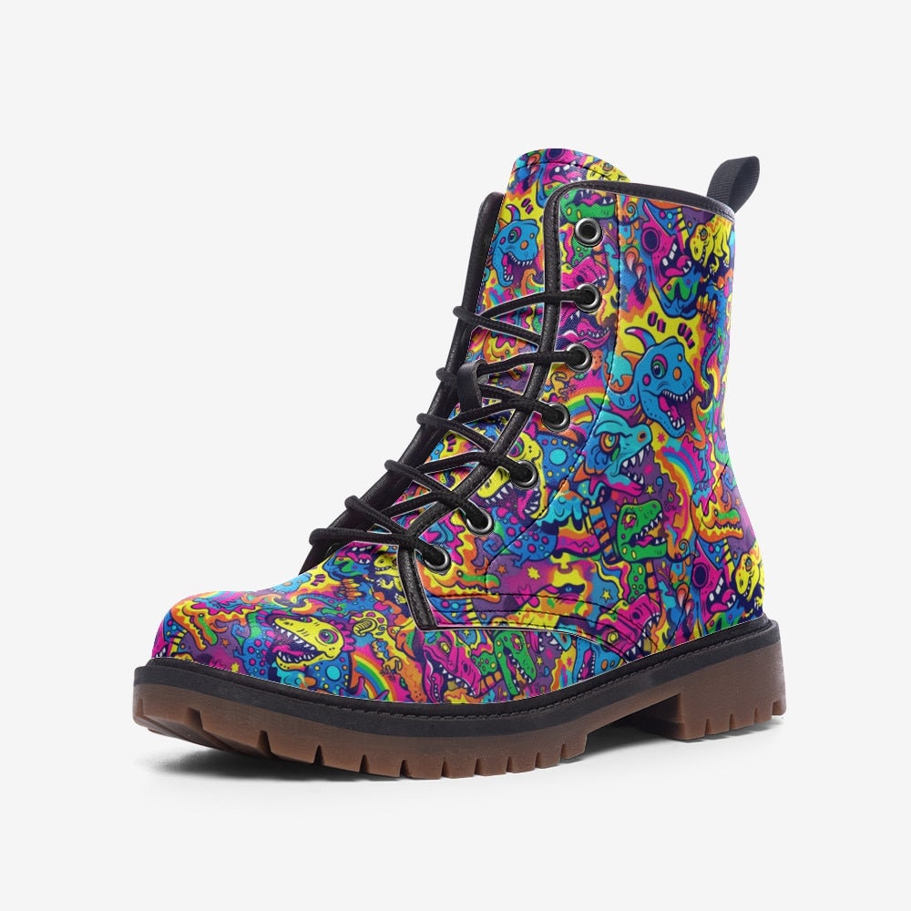 Hippie Art Zone - Scary Pop Dino Vegan Leather Boots