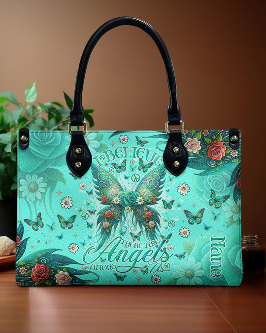 hippieartzone Bag - I BELIEVE THERE ARE ANGELS AMONG US WINGS LEATHER HANDBAG