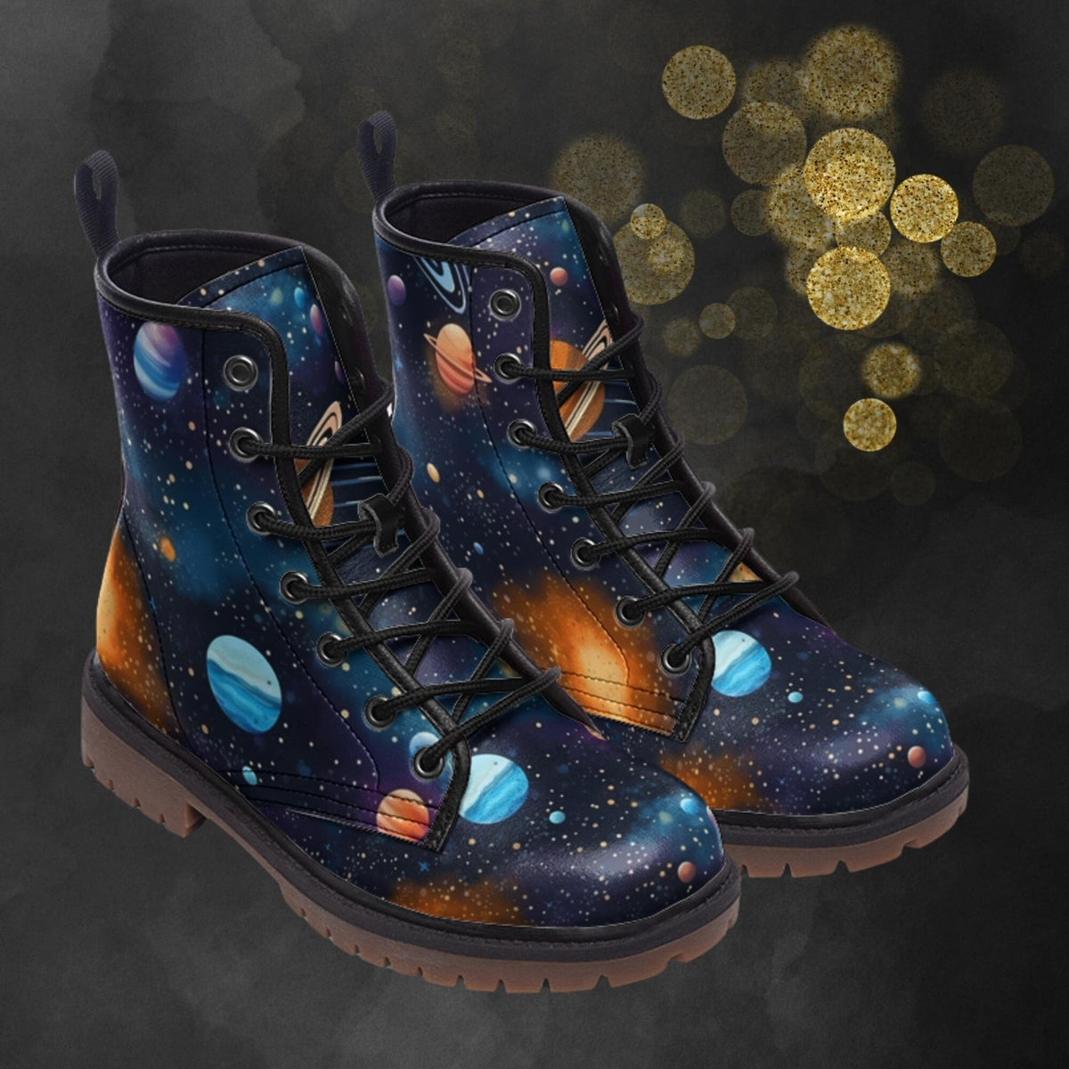 Hippie Art Zone - Space Planets Combat Boots