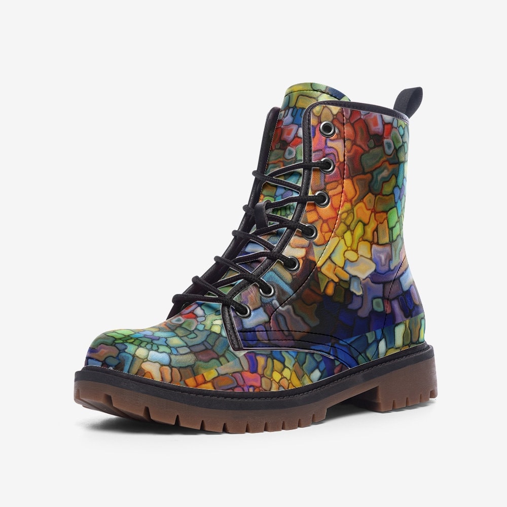 Hippie Art Zone - Stained Glass 2 Casual Leather Lightweight Boots