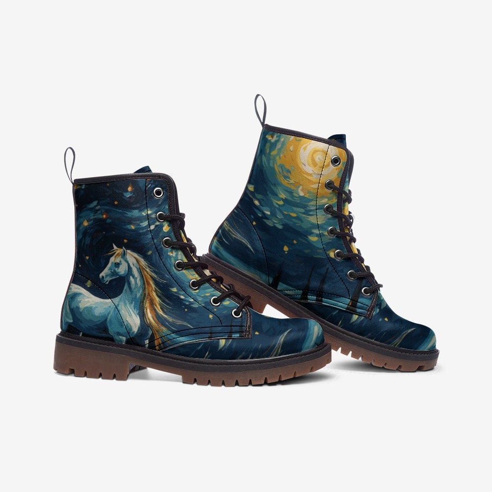 Hippie Art Zone - Starry Night Boots, Cute Horse, Van Gogh Art