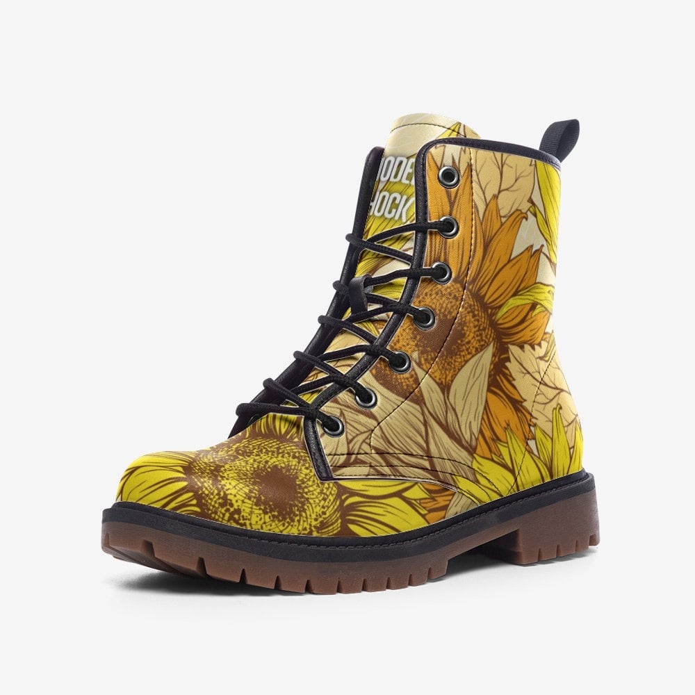 Hippie Art Zone - Sunflower Yellow Hippie Leather Unisex Boots