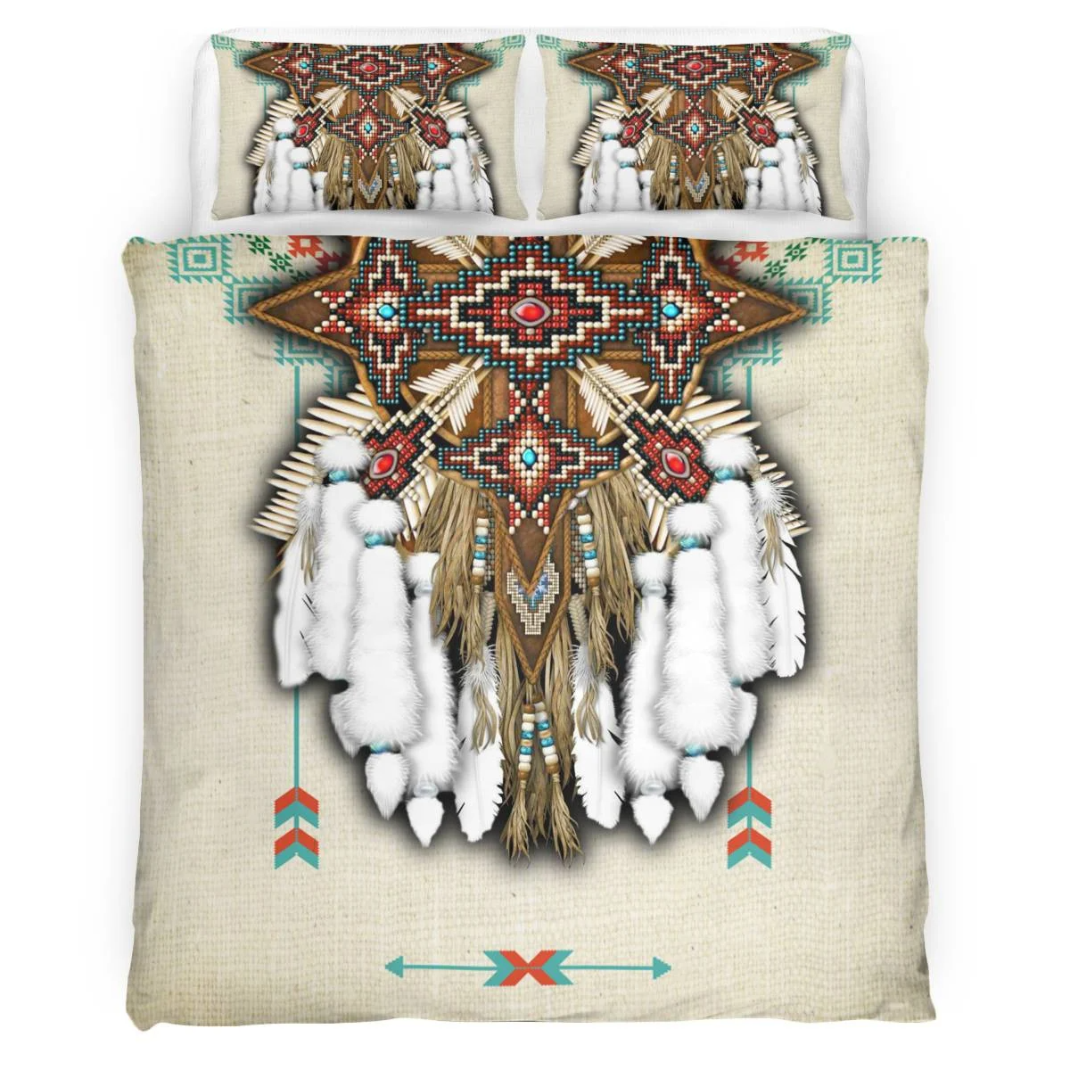 hippieartzone - Native American Feather Pattern Bedding Set