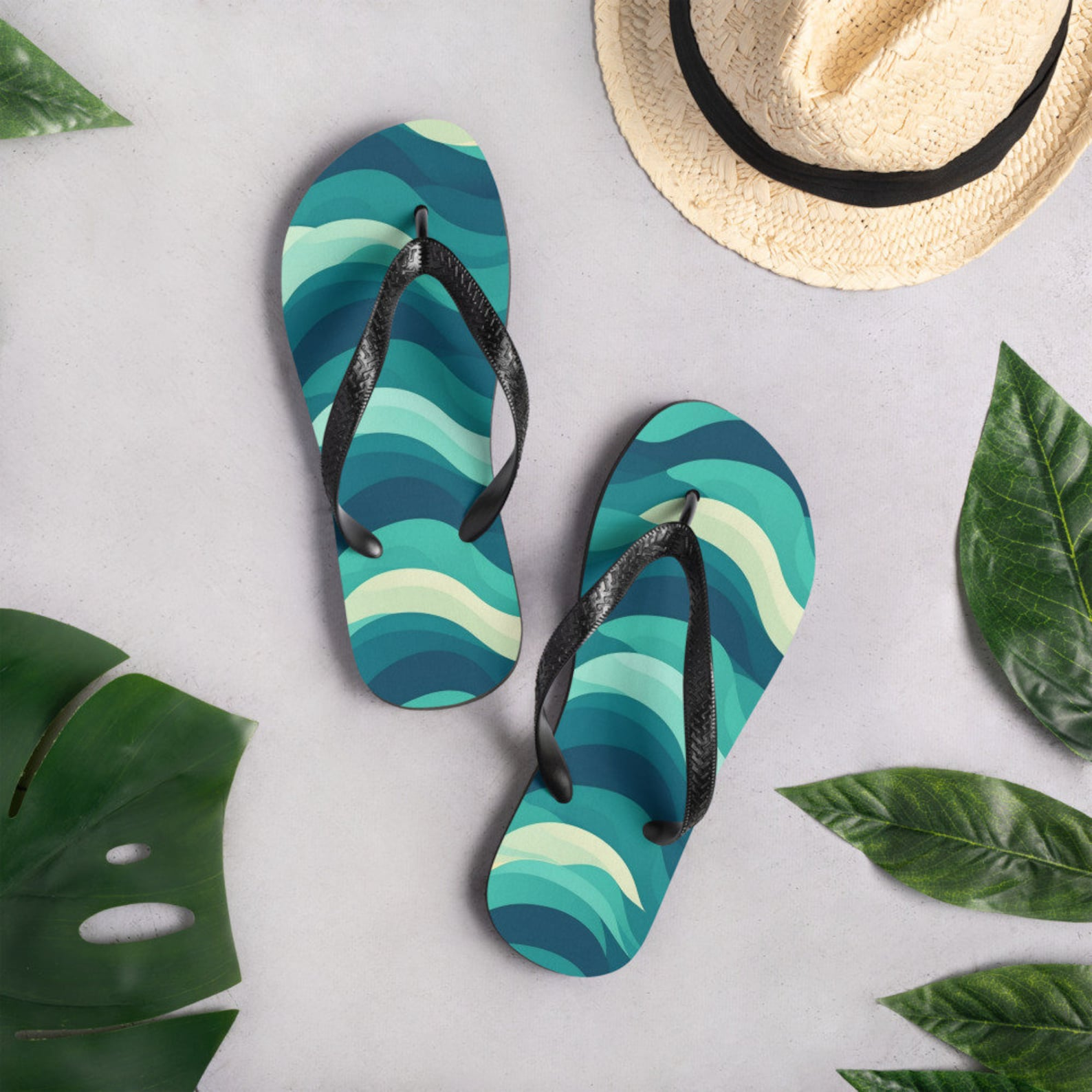 hippieartzone - Waves Flip Flops.