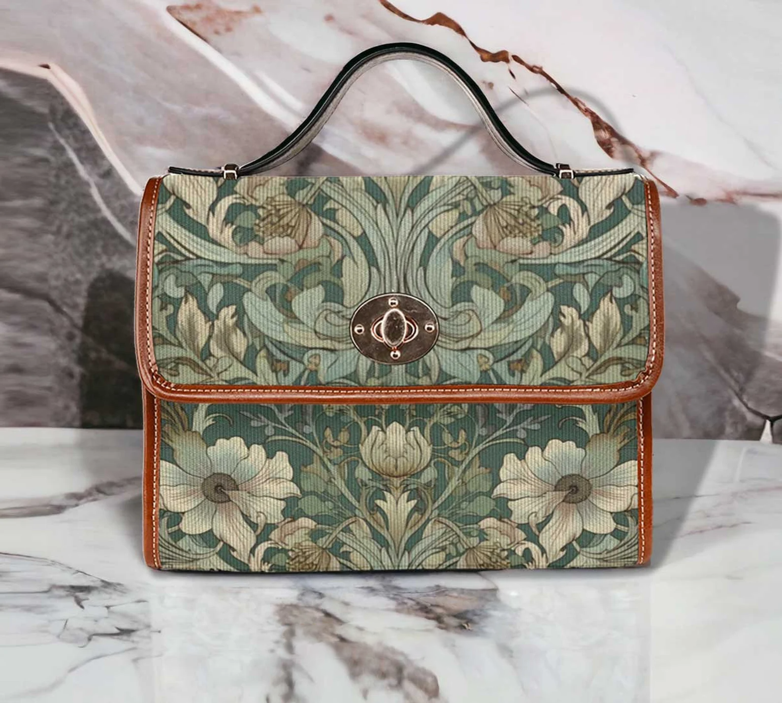 Carnivalcore Sage Flower Witchy Canvas Satchel Handbag For Boho Hippie