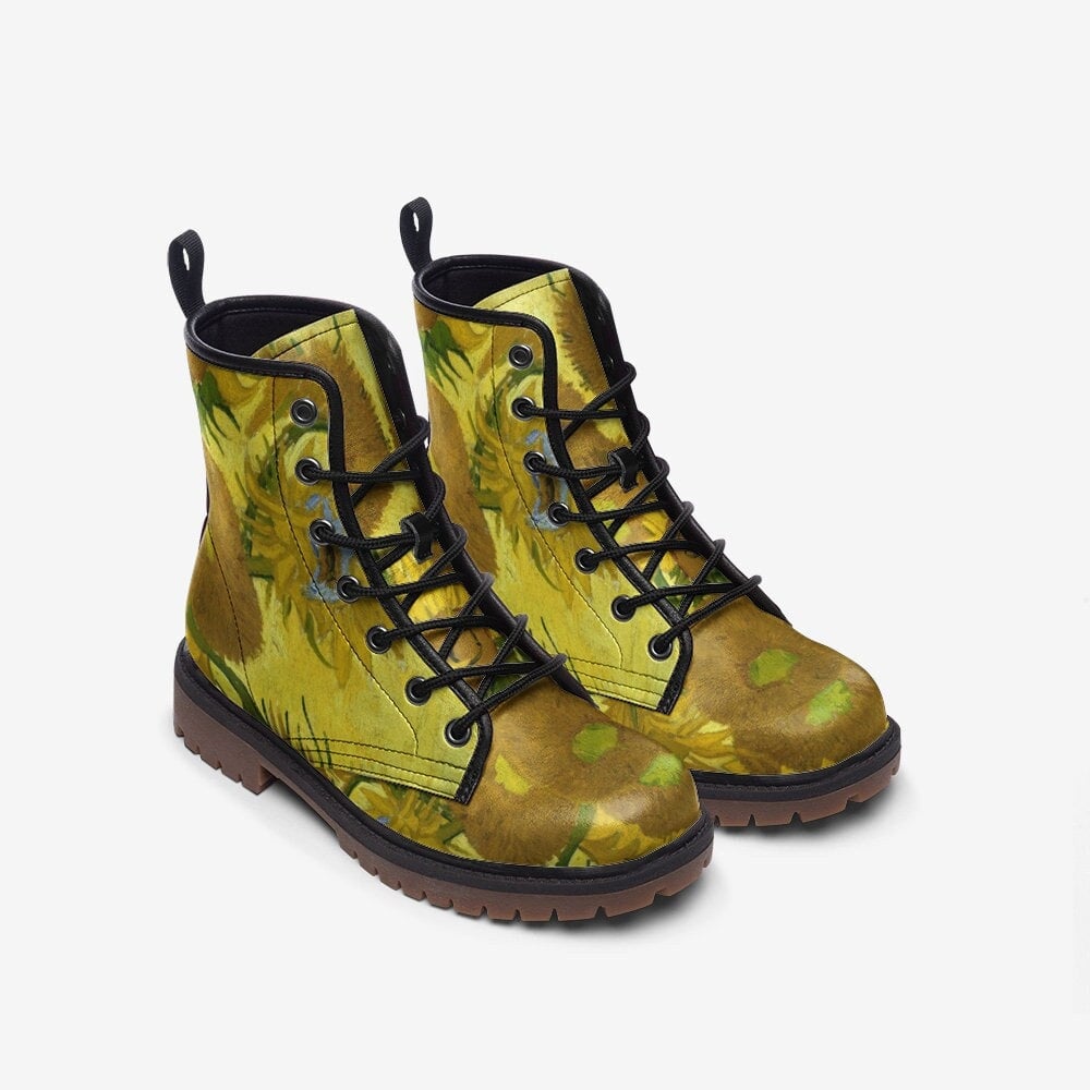 Hippie Art Zone - Van Gogh Sunflowers Vegan Leather Boots